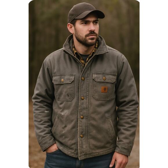 Carhartt Cotton Utility Work Jacket, Flannel Lined, Light Blue, GorpCore, XL - Picture 1 of 10